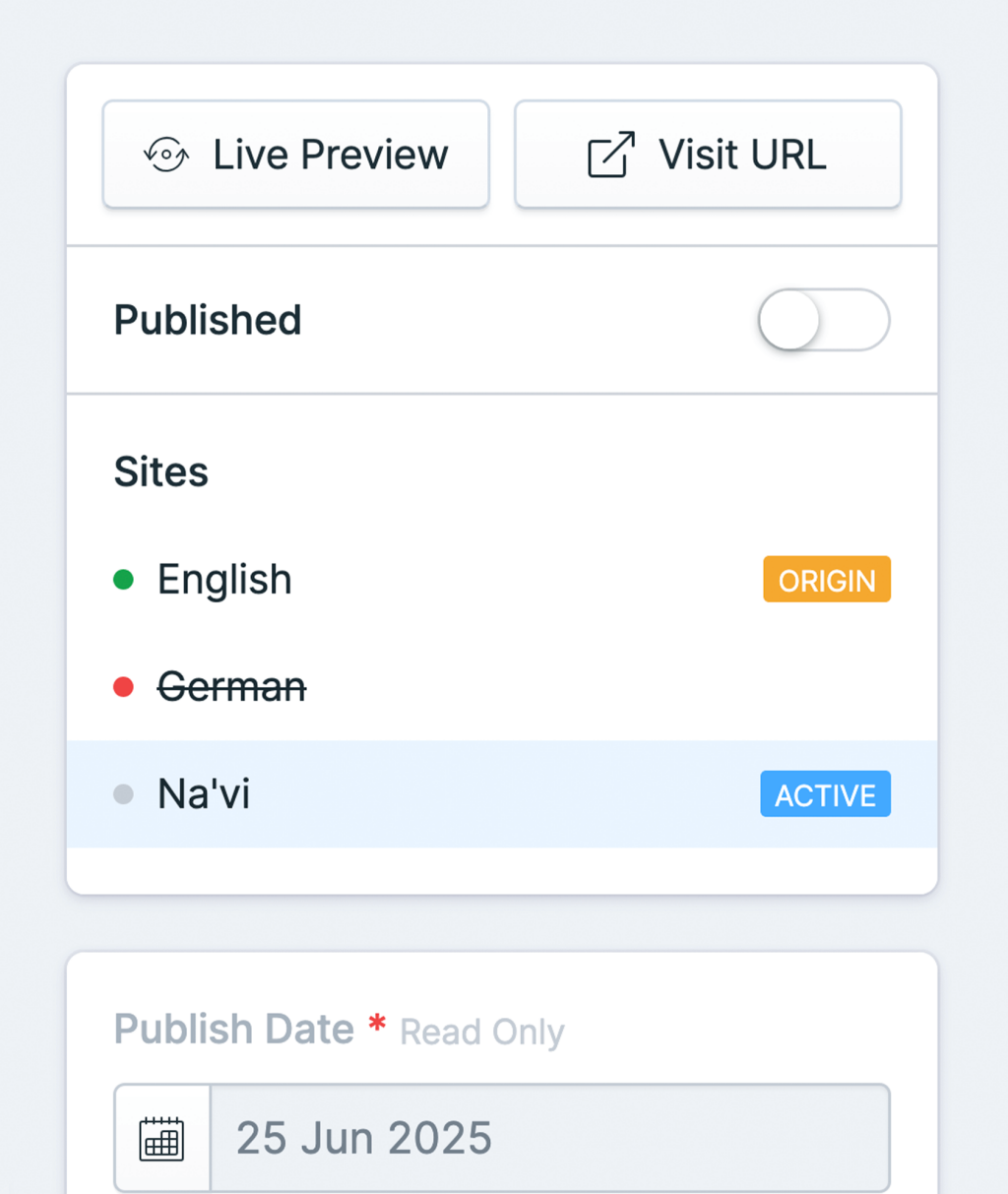 Statamic comes with multi-site support, ideal for multiple languages.