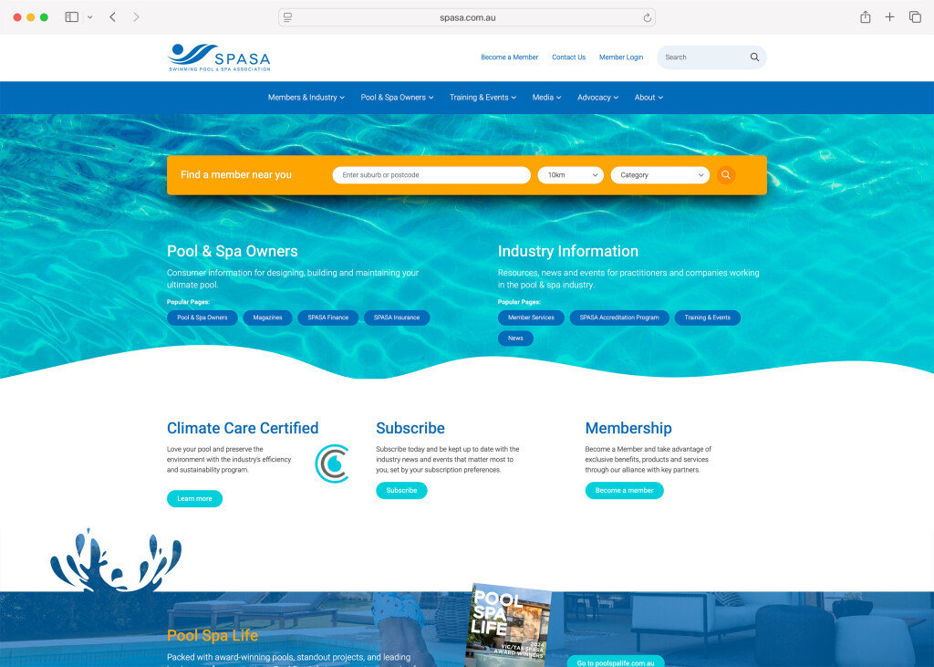 Screenshot of the desktop variant of the SPASA site
