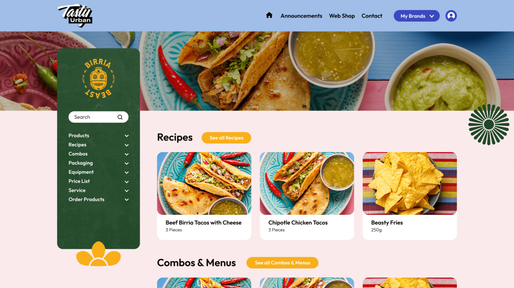 An example of the final design for the Tasty Urban portal