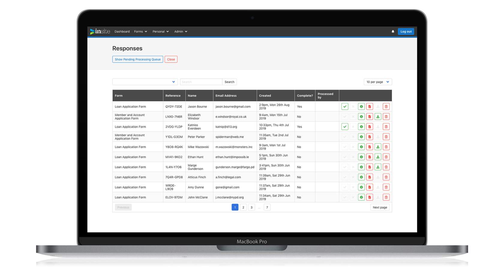 The admin area of the Alliance Banks Forms System